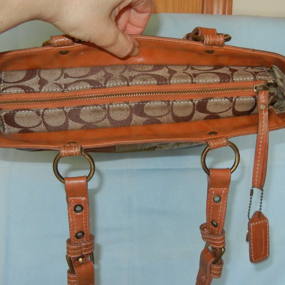 Coach Leather Gallery Purse Shoulder Bag Signature Brown Logo Hangtag Lined - Picture 4 of 14